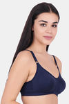 Floret Double Layered Wirefree Minimiser Bra - Navy Blue — thumbnail 2